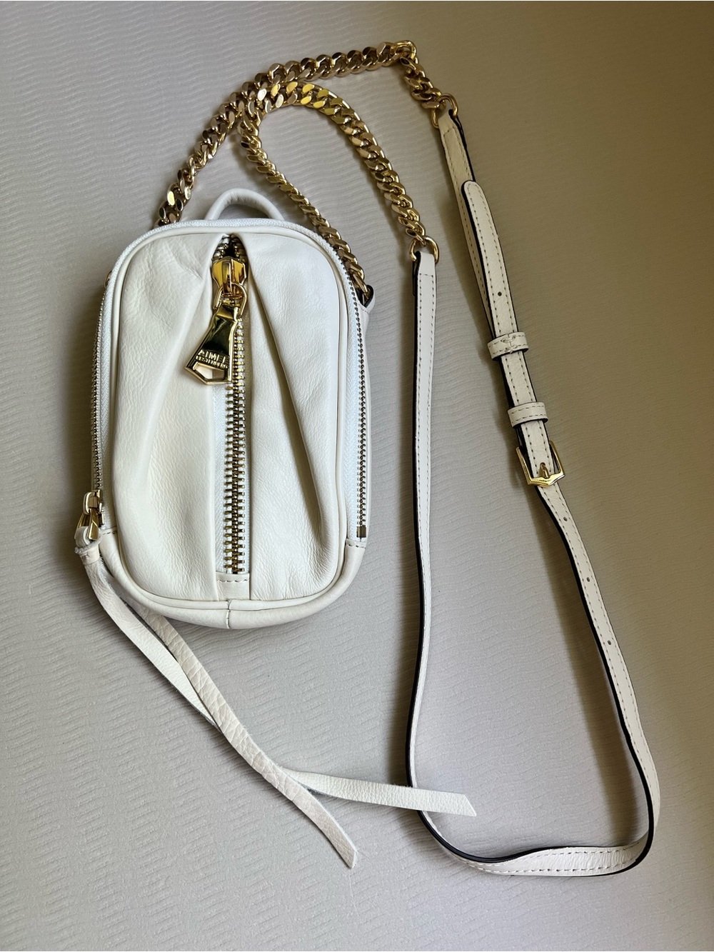 Aimee Kestenberg off-White Leather Crossbody Gold Chain Convertible Strap NWOT